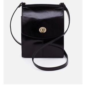 HOBO Black Leather Crossbody Bag with Gold Accent